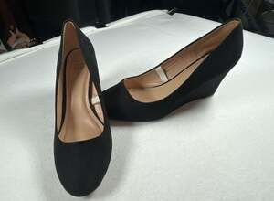 A New Day Women's Black Faux Suede Wedge Pump Heels Y2K Platform